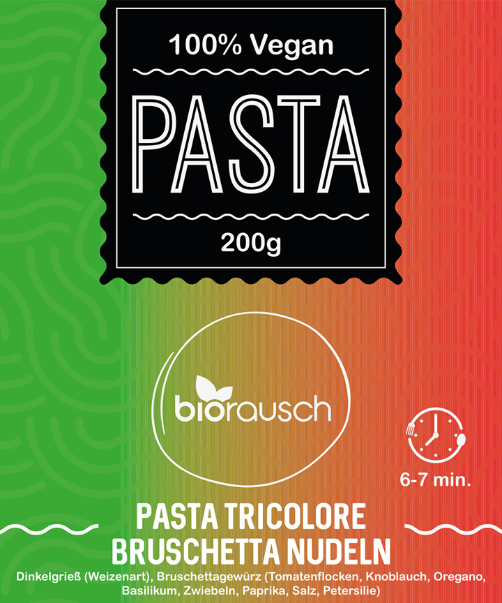 Handgemachte Pasta Tricolore - Bruschetta Nudeln - Dinkelnudeln