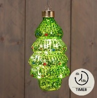 Glasfigur Bäumchen 12LED Warm Weiß - Grün